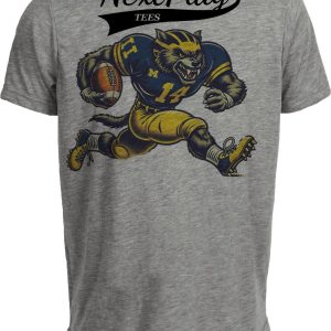 Michigan Wolverines Exclusive Retro Football Hail to the Victors Artwork Heather Gray Sublimated T-Shirt