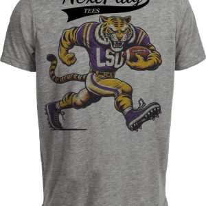 LSU Tigers Exclusive Retro Bayou Bengals Football Artwork Heather Gray Sublimated T-Shirt