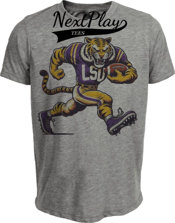 LSU Tigers Exclusive Retro Bayou Bengals Football Artwork Heather Gray Sublimated T-Shirt