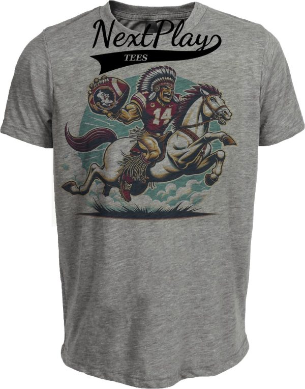 Florida State Seminoles Exclusive Retro Football FSU Artwork Heather Gray Sublimated T-Shirt