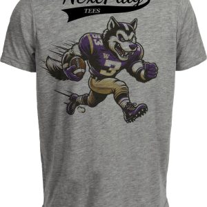 Washington Huskies Exclusive Retro Football Artwork Heather Gray Sublimated T-Shirt