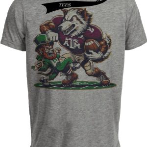 Texas A&M Aggies vs. Notre Dame Fighting Irish Retro Rivalry Football 2008 Artwork Heather Gray Sublimated T-Shirt
