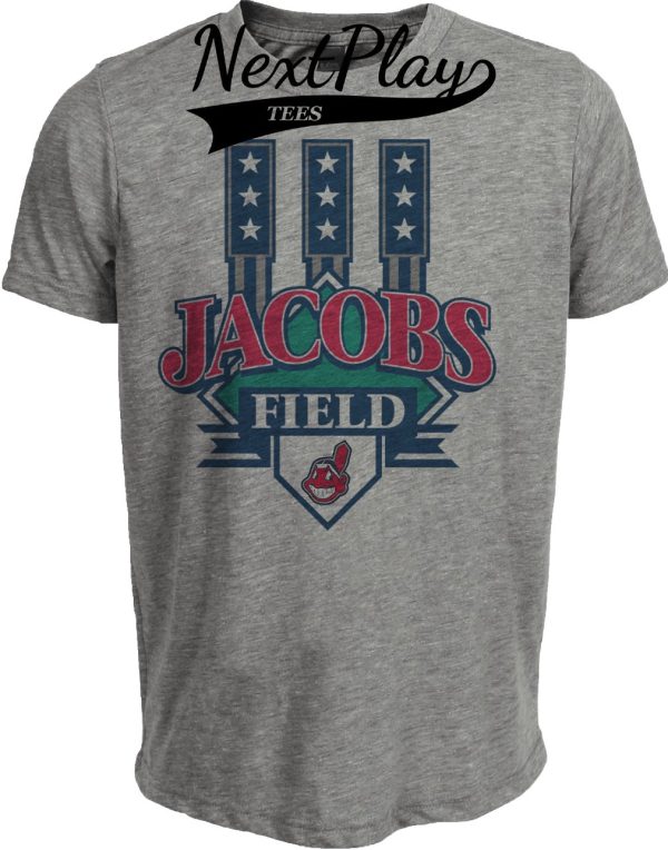 Cleveland Indians Retro Jacobs Field Baseball 1995 Artwork Heather Gray Sublimated T-Shirt