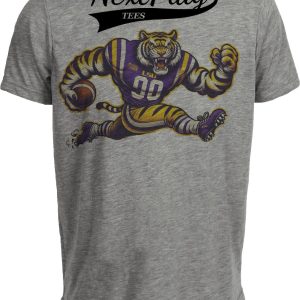 LSU Tigers Exclusive Retro Football Mascot Mania Artwork Heather Gray Sublimated T-Shirt