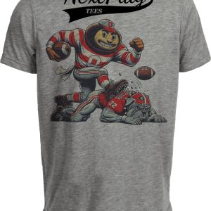 Ohio State Buckeyes vs. Georgia Bulldogs Exclusive Retro Rivalries Football Artwork Heather Gray Sublimated T-Shirt