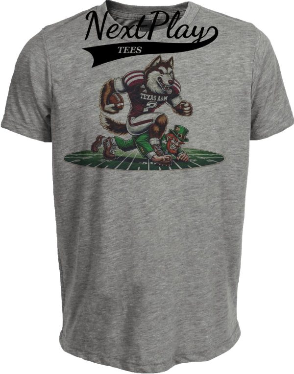 Texas A&M Aggies vs. Notre Dame Fighting Irish Retro Rivalry Football 1996 Artwork Heather Gray Sublimated T-Shirt