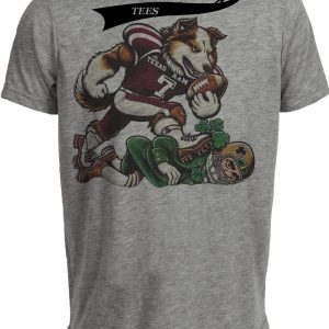Texas A&M Aggies vs. Notre Dame Fighting Irish Retro Rivalry Football 2002 Artwork Heather Gray Sublimated T-Shirt