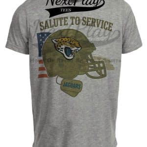 Jacksonville Jaguars Exclusive Retro Football Service Salute Artwork Heather Gray Sublimated T-Shirt