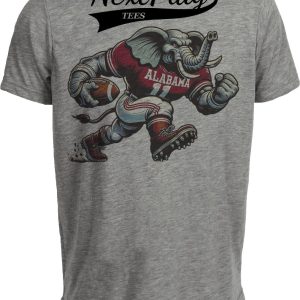 Alabama Crimson Tide Exclusive Retro Football Big Al Artwork Heather Gray Sublimated T-Shirt
