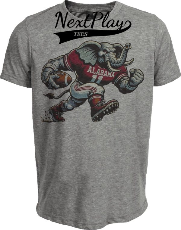 Alabama Crimson Tide Exclusive Retro Football Big Al Artwork Heather Gray Sublimated T-Shirt