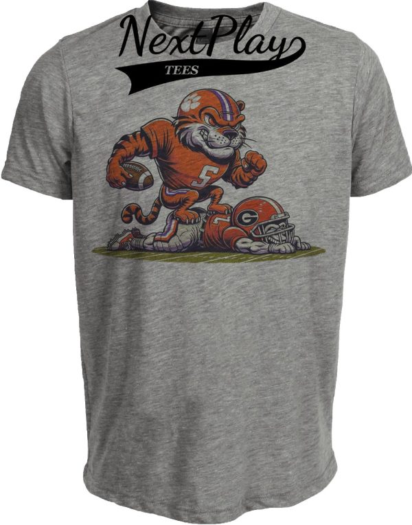 Clemson Tigers vs. Georgia Bulldogs Retro Rivalry Football Artwork Heather Gray Sublimated T-Shirt