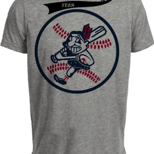 Cleveland Indians Retro Chief Wahoo Baseball 1975 Artwork Heather Gray Sublimated T-Shirt