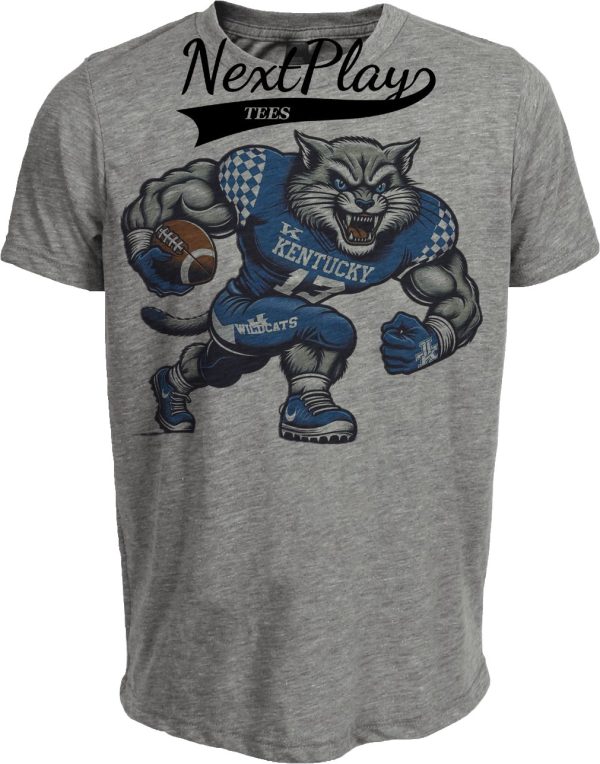 Kentucky Wildcats Exclusive Retro Football Scratch Artwork Heather Gray Sublimated T-Shirt