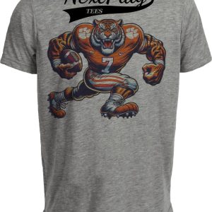 Clemson Tigers Exclusive Retro Football Mascot Artwork Heather Gray Sublimated T-Shirt