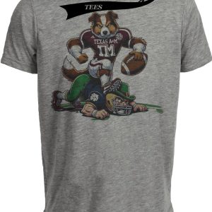 Texas A&M Aggies vs. Notre Dame Fighting Irish Retro Rivalry Football 1998 Artwork Heather Gray Sublimated T-Shirt