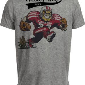 Nebraska Cornhuskers Exclusive Retro Football Herbie Husker Artwork Heather Gray Sublimated T-Shirt