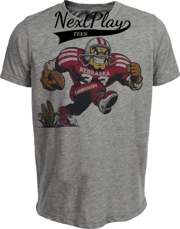 Nebraska Cornhuskers Exclusive Retro Football Herbie Husker Artwork Heather Gray Sublimated T-Shirt
