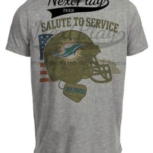 Miami Dolphins Exclusive Retro Football Service Salute Artwork Heather Gray Sublimated T-Shirt