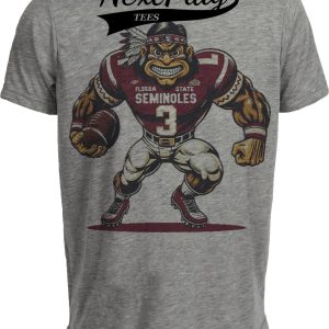 Florida State Seminoles Exclusive Retro Football Artwork Heather Gray Sublimated T-Shirt