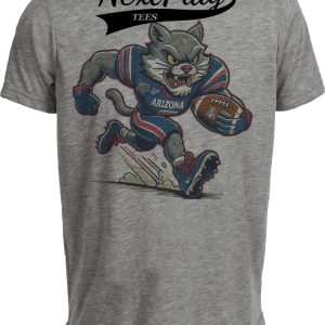 Arizona Wildcats Exclusive Retro Football Mascot Artwork Heather Gray Sublimated T-Shirt