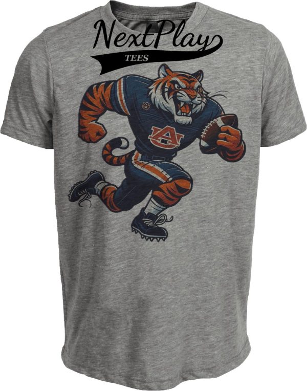 Auburn Tigers Exclusive Retro Football Artwork Heather Gray Sublimated T-Shirt