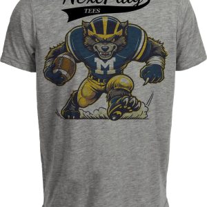 Michigan Wolverines Exclusive Retro Football Artwork Heather Gray Sublimated T-Shirt
