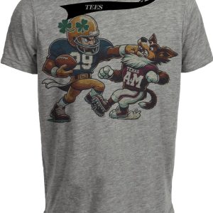 Notre Dame Fighting Irish vs. Texas A&M Aggies Retro Rivalry Football 1989 Artwork Heather Gray Sublimated T-Shirt
