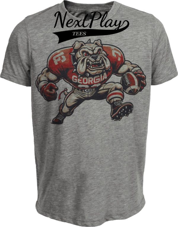 Georgia Bulldogs Exclusive Retro Football Mascot Artwork Heather Gray Sublimated T-Shirt