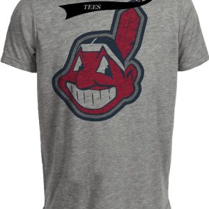Cleveland Indians Retro Chief Wahoo Baseball 2002 Artwork Heather Gray Sublimated T-Shirt