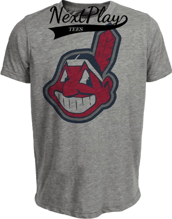 Cleveland Indians Retro Chief Wahoo Baseball 2002 Artwork Heather Gray Sublimated T-Shirt