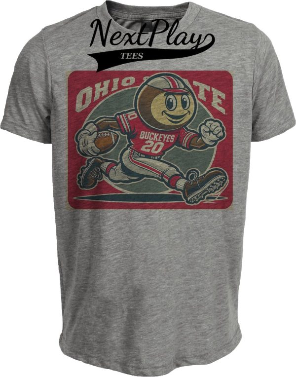 Ohio State Buckeyes Exclusive Retro Football Brutus Artwork Heather Gray Sublimated T-Shirt