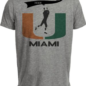 Miami Hurricanes Retro Football 1970 Artwork Heather Gray Sublimated T-Shirt