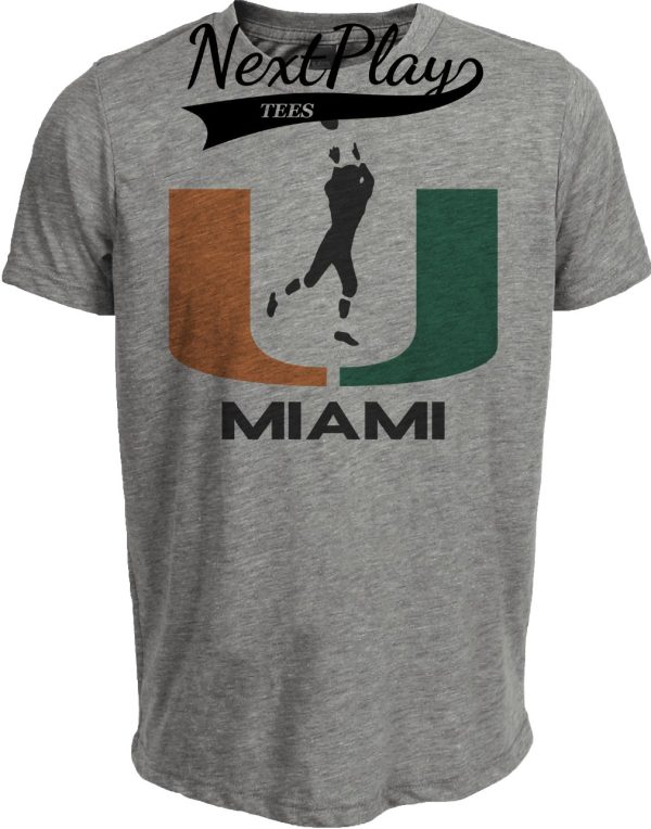 Miami Hurricanes Retro Football 1970 Artwork Heather Gray Sublimated T-Shirt
