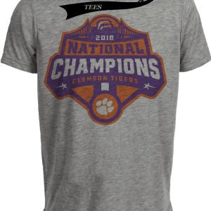 Clemson Tigers National Champions Football Retro 2018 Artwork Heather Gray Sublimated T-Shirt
