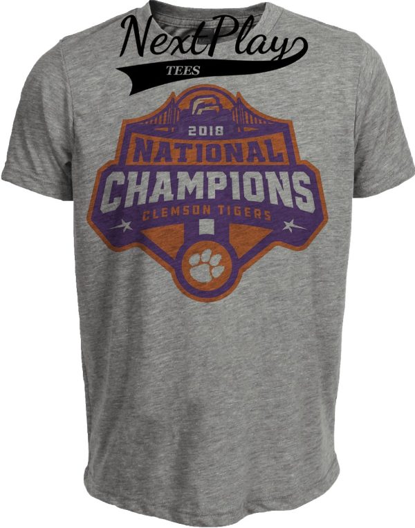 Clemson Tigers National Champions Football Retro 2018 Artwork Heather Gray Sublimated T-Shirt