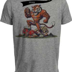 Clemson Tigers vs. Georgia Bulldogs Retro Rivalry Football 1988 Artwork Heather Gray Sublimated T-Shirt