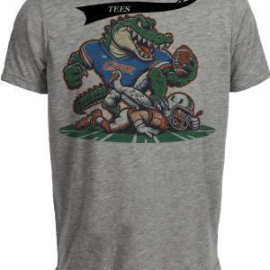 Florida Gators vs. Miami Hurricanes Retro Rivalry Football Mascot 2004 Artwork Heather Gray Sublimated T-Shirt