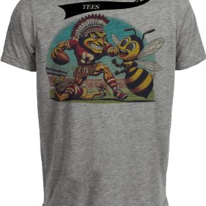 Florida State Seminoles vs. Georgia Tech Yellow Jackets Retro Rivalry Football Mascot Artwork Heather Gray Sublimated T-Shirt