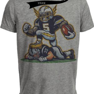 Los Angeles Chargers vs. Las Vegas Raiders Retro Rivalry Crushing Football Artwork Heather Gray Sublimated T-Shirt