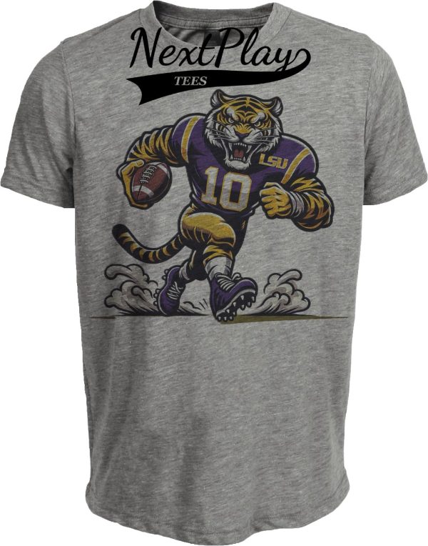 LSU Tigers Exclusive Retro Football Mike Mascot Artwork Heather Gray Sublimated T-Shirt