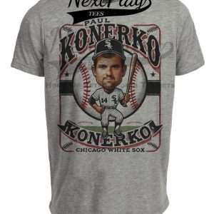 Chicago White Sox Paul Konerko Exclusive Retro Baseball Artwork Heather Gray Sublimated T-Shirt