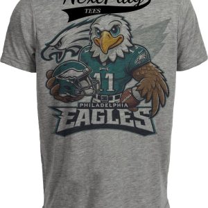 Philadelphia Eagles Exclusive Retro Football Helmet Artwork Heather Gray Sublimated T-Shirt