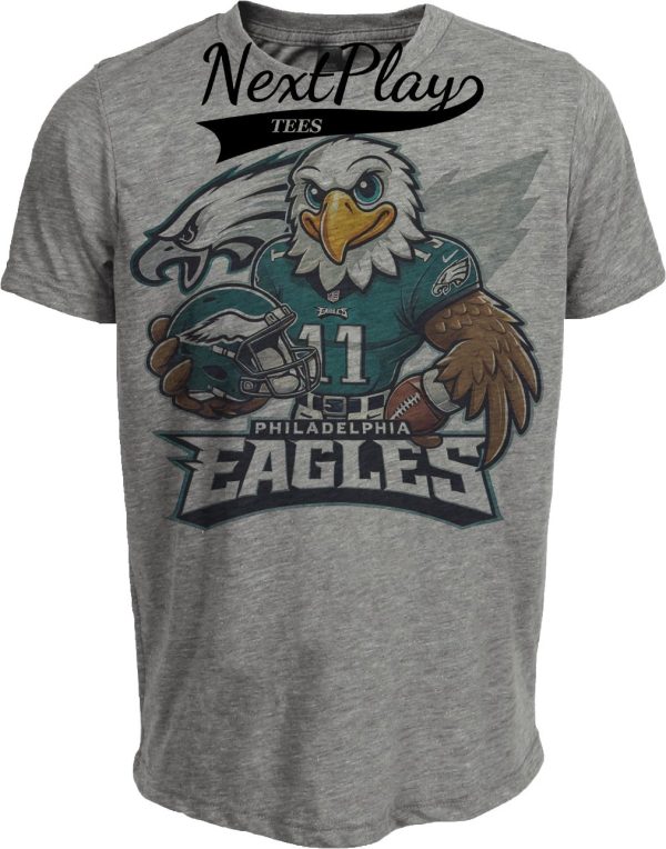 Philadelphia Eagles Exclusive Retro Football Helmet Artwork Heather Gray Sublimated T-Shirt