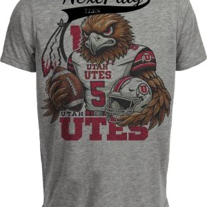 Utah Utes Exclusive Retro Football Helmet Artwork Heather Gray Sublimated T-Shirt
