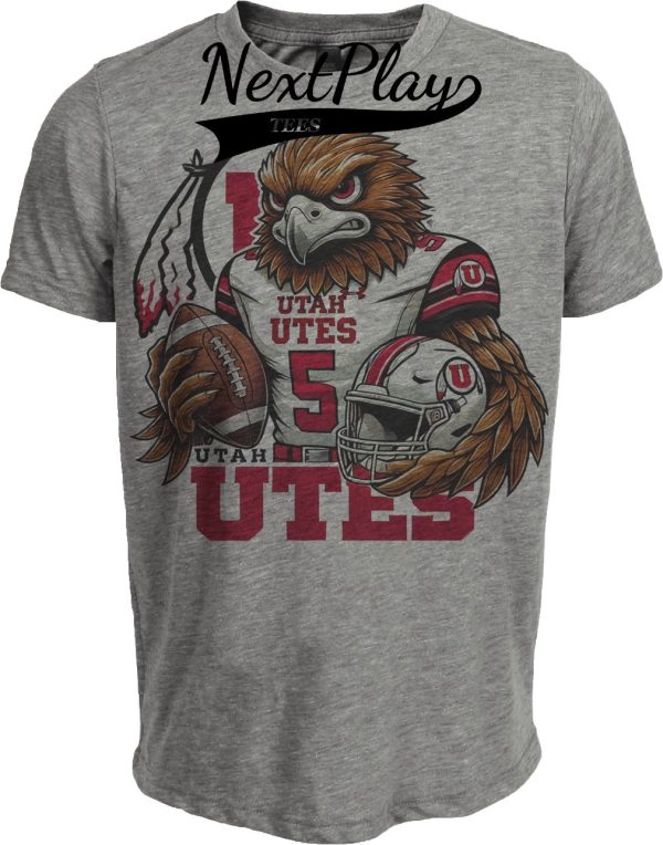 Utah Utes Exclusive Retro Football Helmet Artwork Heather Gray Sublimated T-Shirt