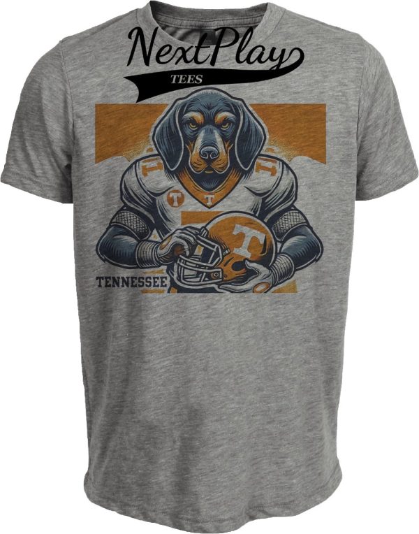 Tennessee Volunteers Exclusive Retro Football Helmet Artwork Heather Gray Sublimated T-Shirt