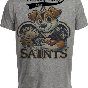New Orleans Saints Exclusive Retro Football Helmet Artwork Heather Gray Sublimated T-Shirt