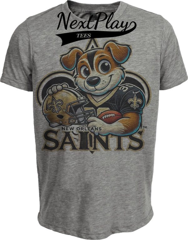 New Orleans Saints Exclusive Retro Football Helmet Artwork Heather Gray Sublimated T-Shirt