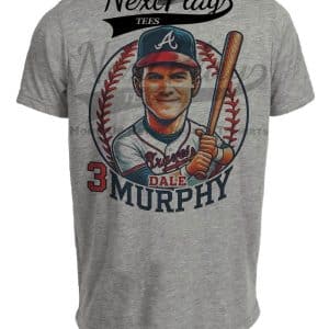 Atlanta Braves Dale Murphy Exclusive Retro Baseball 1983 Artwork Heather Gray Sublimated T-Shirt