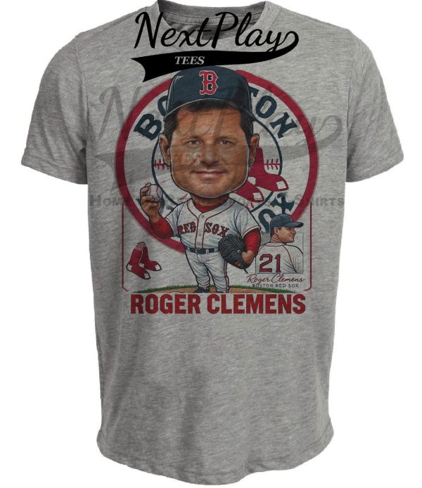 Boston Red Sox Roger Clemens Exclusive Retro Baseball 1986 Artwork Heather Gray Sublimated T-Shirt